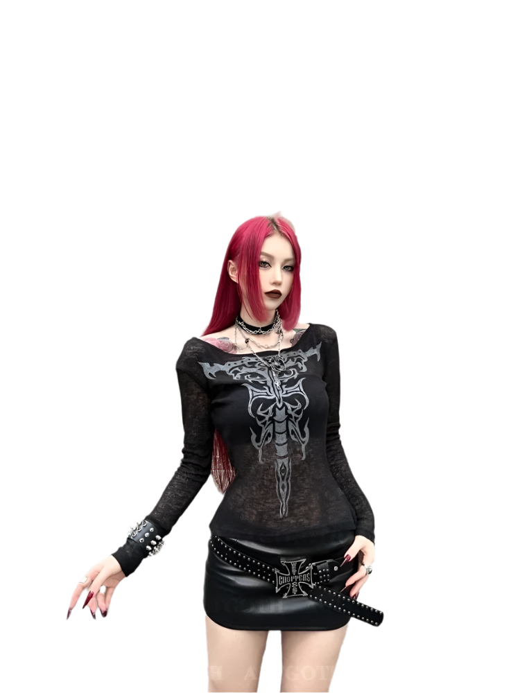 Cybersigilism Mesh Top with long Sleevez