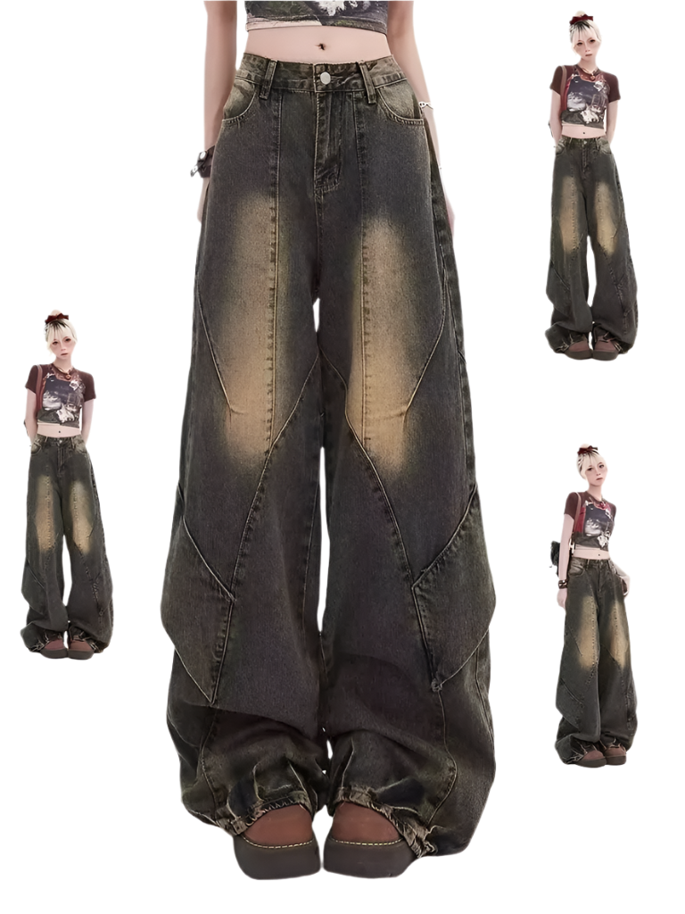 Wide Leg Washed Denim Jeanz