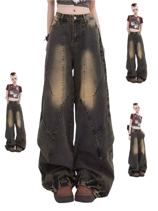 Wide Leg Washed Denim Jeanz