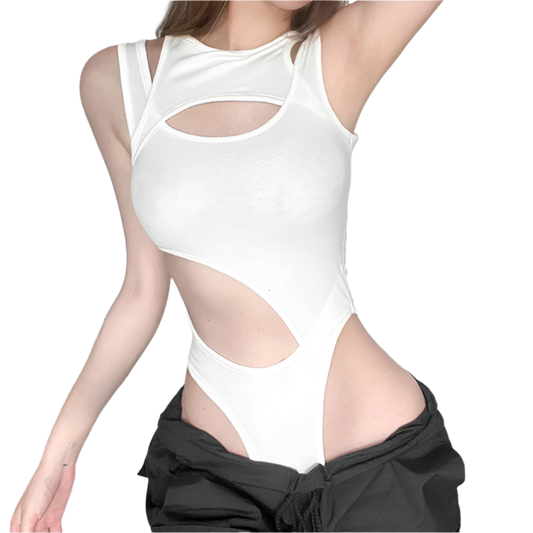 Irregular Cut Out Bodysuit