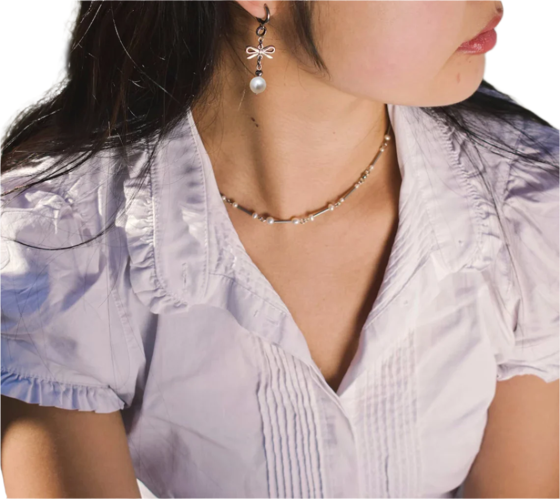 Silver Bow Drop Earringz