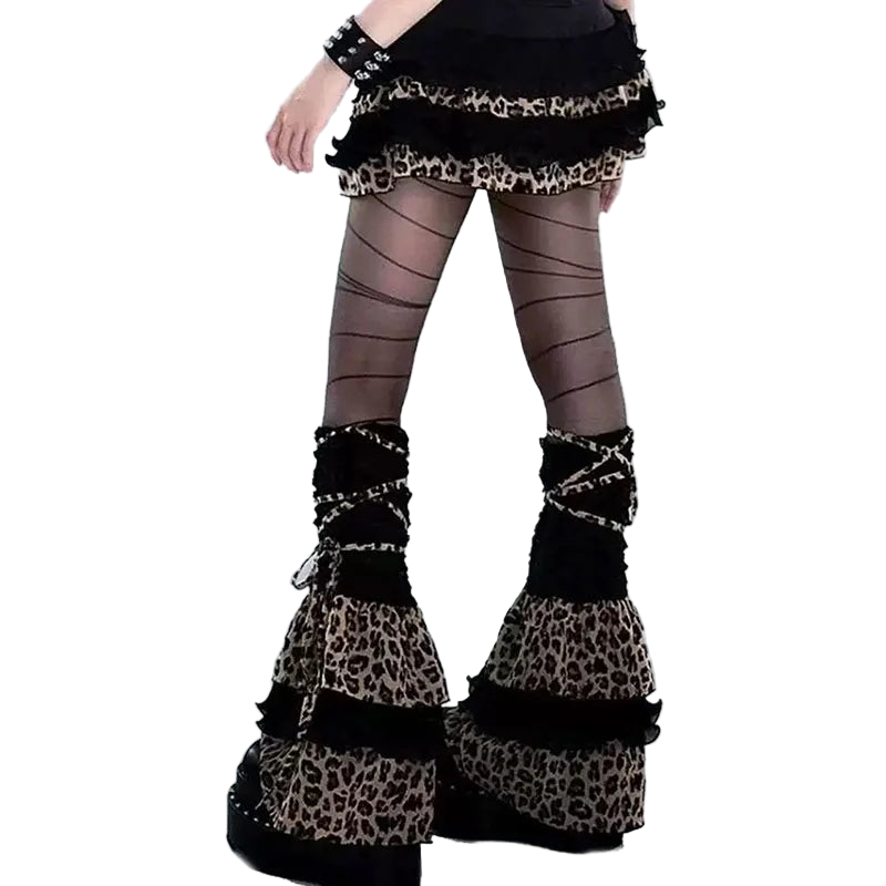 Leopard Print Lace-up Leg Warmerz