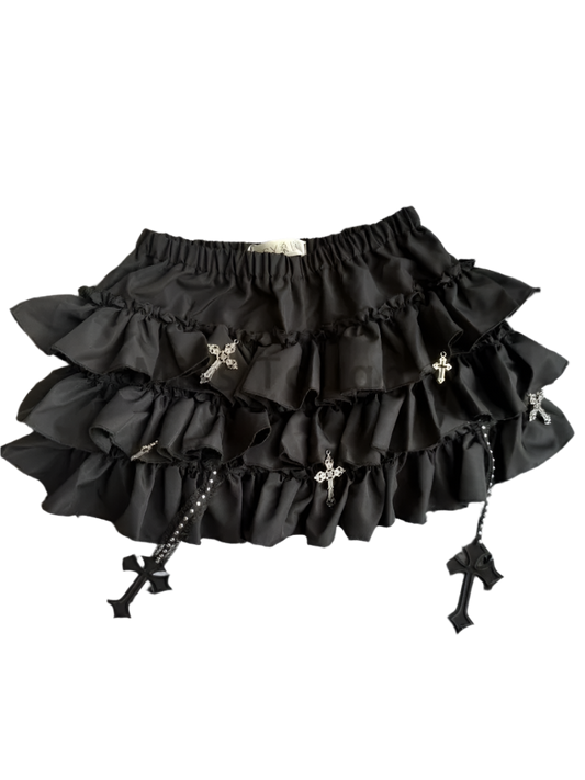 Ruffled Skirt with Cross Detailz
