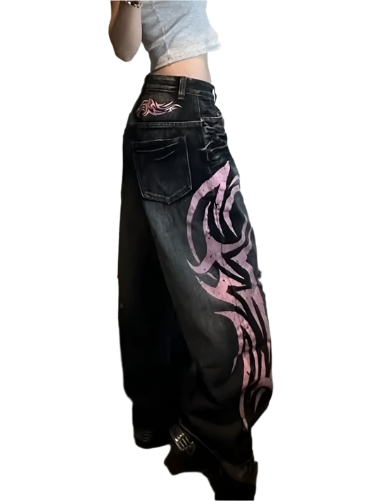 Jeanz with Pink Cybersigilism Design