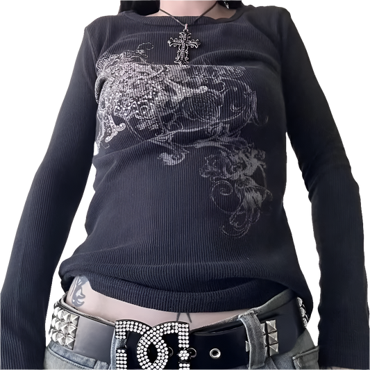 Long Sleeved T-shirt with Cyber Detail