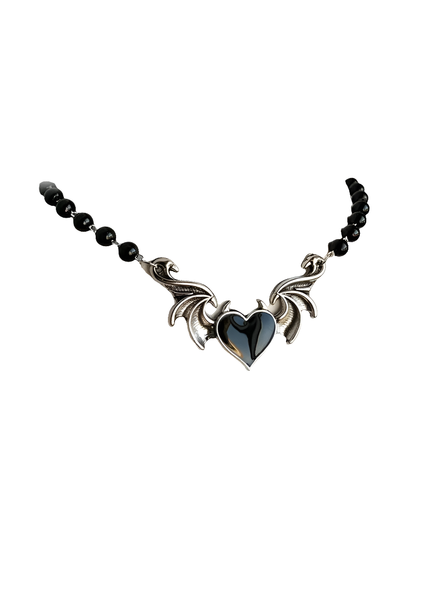 Black Winged Heart with Pearlz