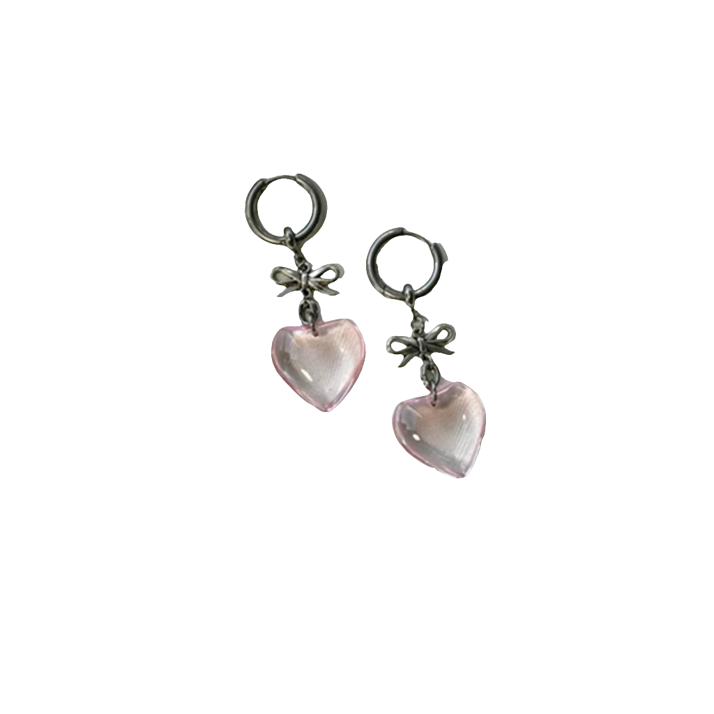 Drop Earringz with Bow Pendant and Heart