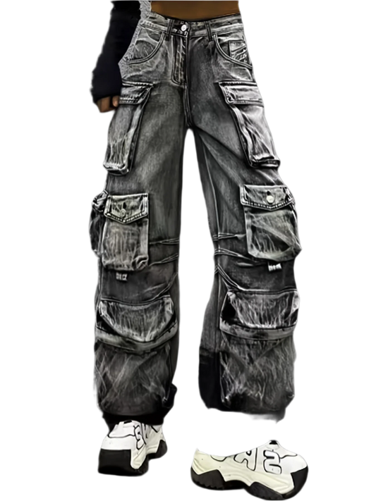 Wide Leg Denim Jeanz With Pocketz
