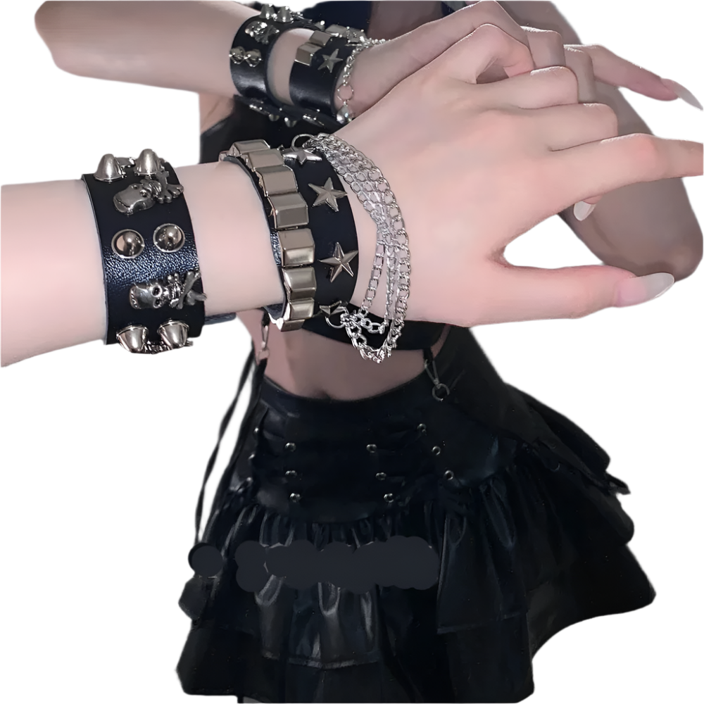 Leather Braceletz with Pendant + Chain Accessories
