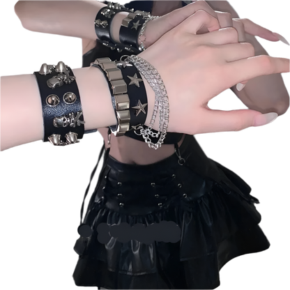 Leather Braceletz with Pendant + Chain Accessories