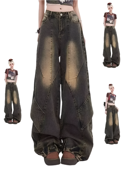 Wide Leg Washed Denim Jeanz