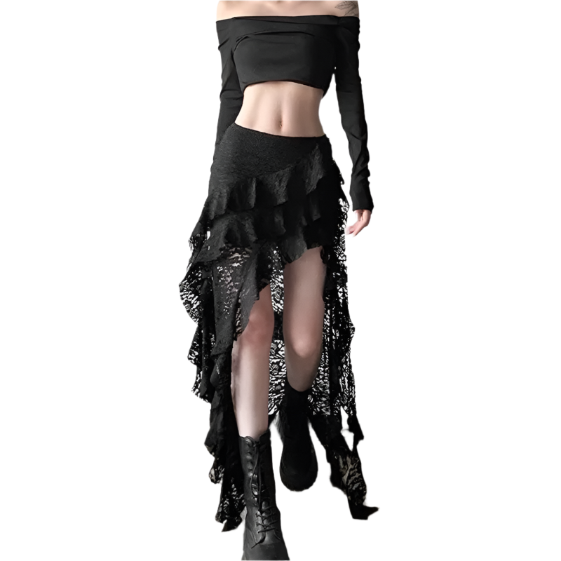 Maxi Irregular Skirt with Rufflez