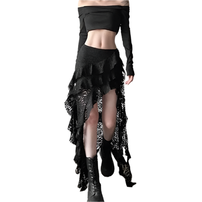 Maxi Irregular Skirt with Rufflez