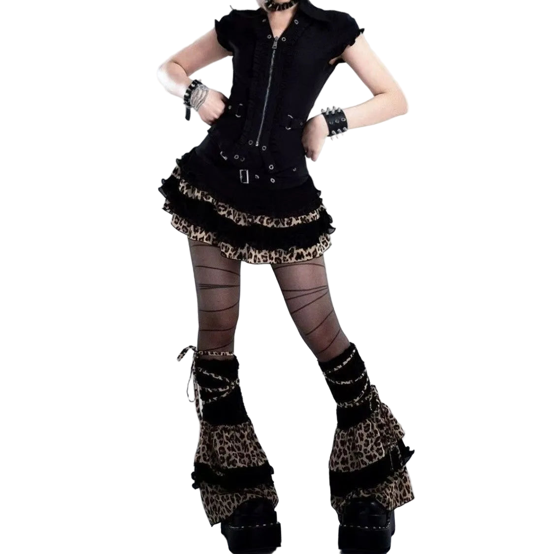 Leopard Print Lace-up Leg Warmerz