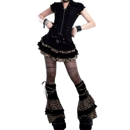 Leopard Print Lace-up Leg Warmerz