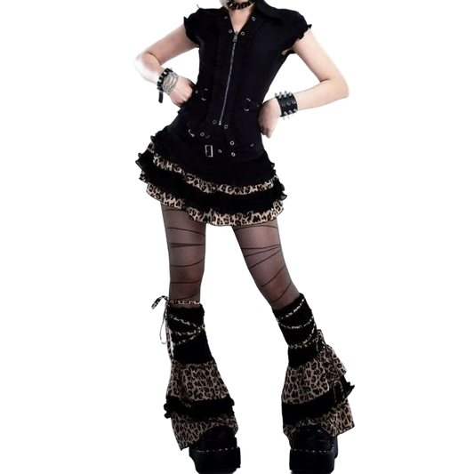 Leopard Print Lace-up Leg Warmerz