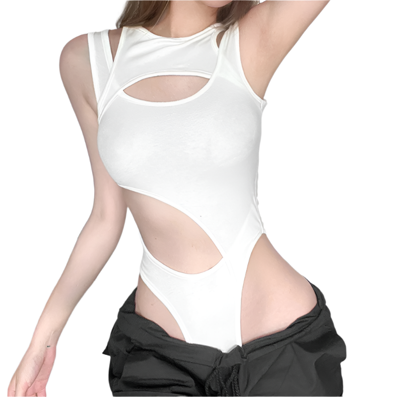 Irregular Cut Out Bodysuit