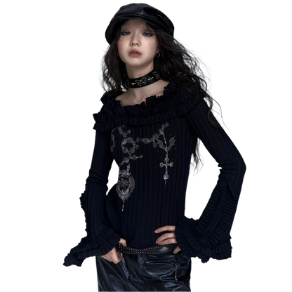 Off Shoulder Knitted Top