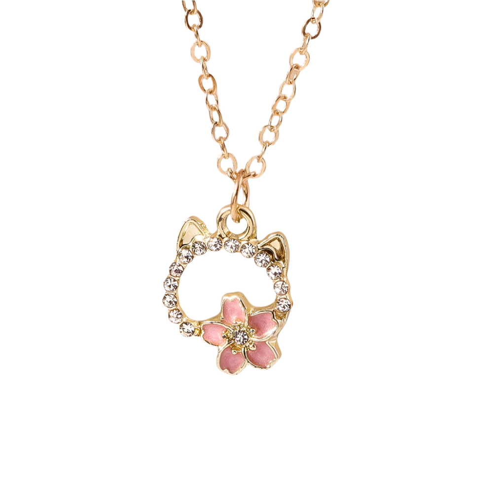 Delicate Crystal Pink Heart Necklacez