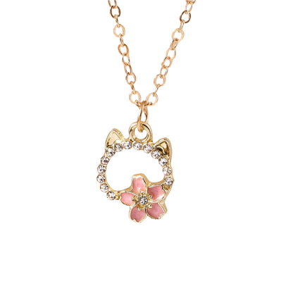 Delicate Crystal Pink Heart Necklacez