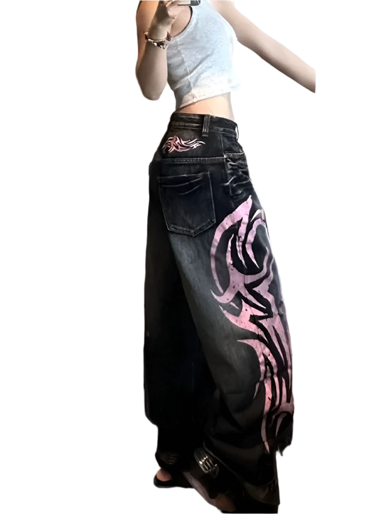 Jeanz with Pink Cybersigilism Design