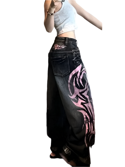 Jeanz with Pink Cybersigilism Design