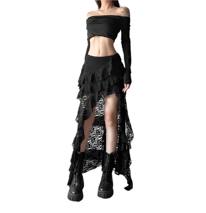 Maxi Irregular Skirt with Rufflez