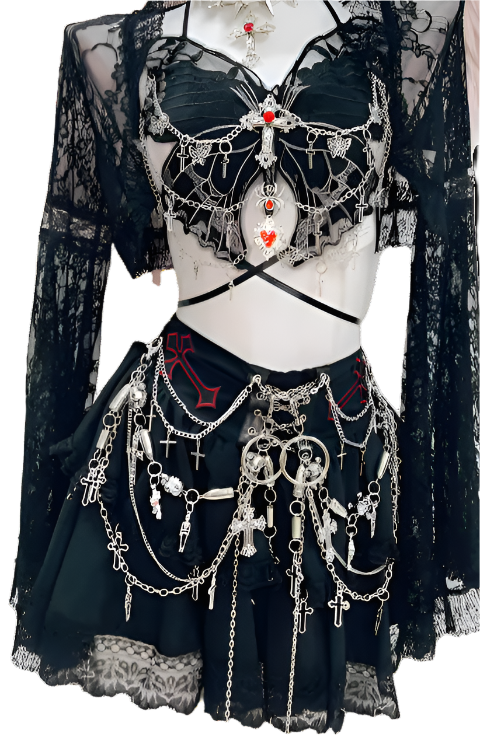 Handmade Lace and Detailed Skirt/ Top
