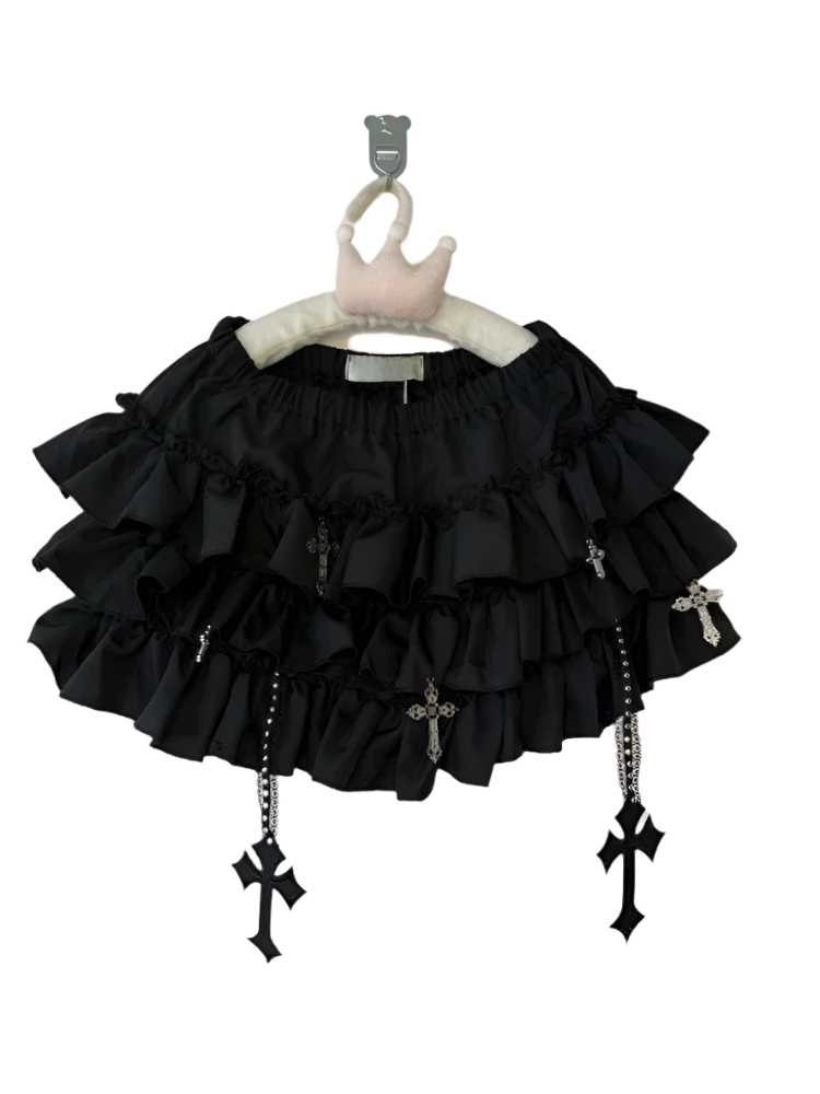 Ruffled Skirt with Cross Detailz