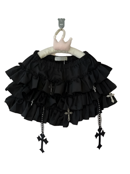 Ruffled Skirt with Cross Detailz