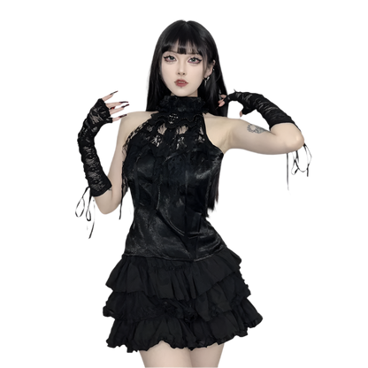 Lace Halter Neck Tank Top