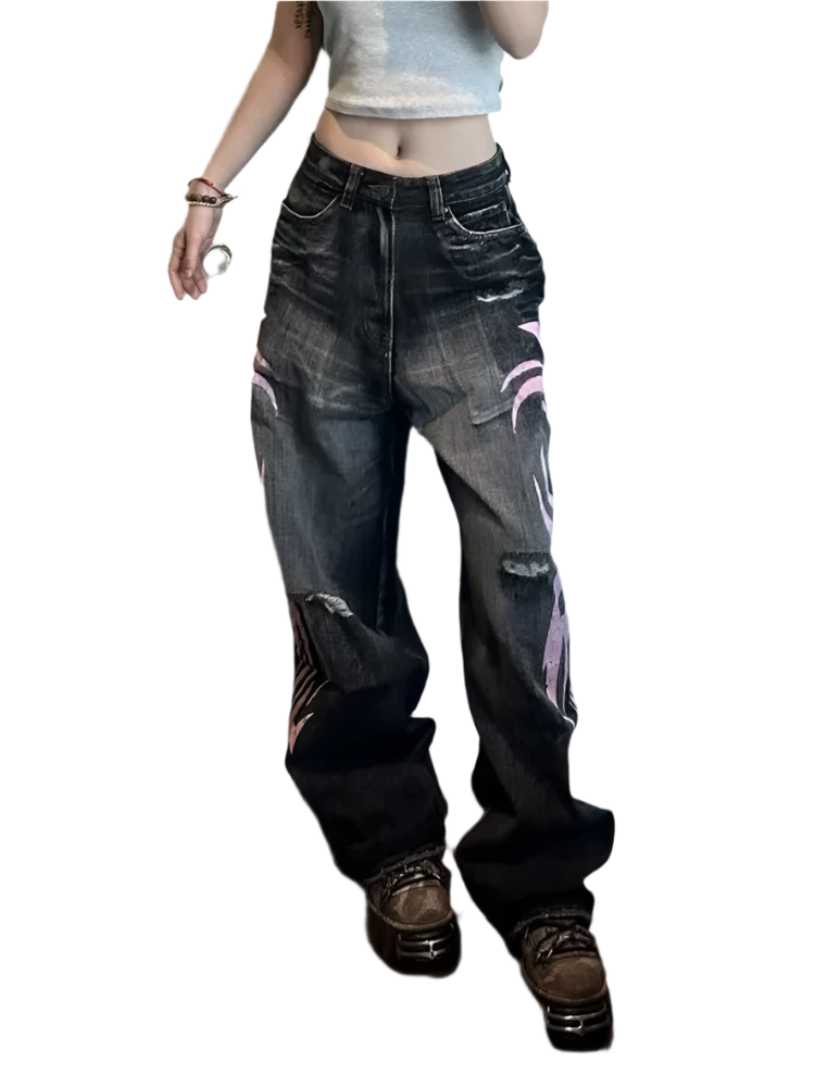 Jeanz with Pink Cybersigilism Design