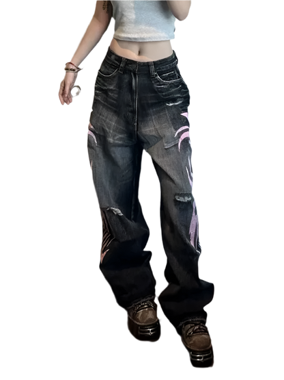 Jeanz with Pink Cybersigilism Design