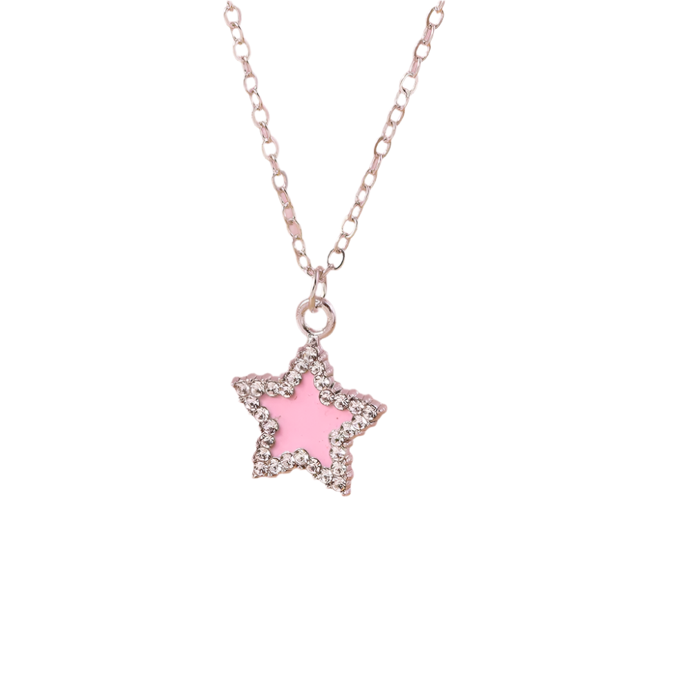 Delicate Crystal Pink Heart Necklacez