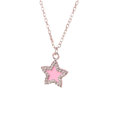 Delicate Crystal Pink Heart Necklacez