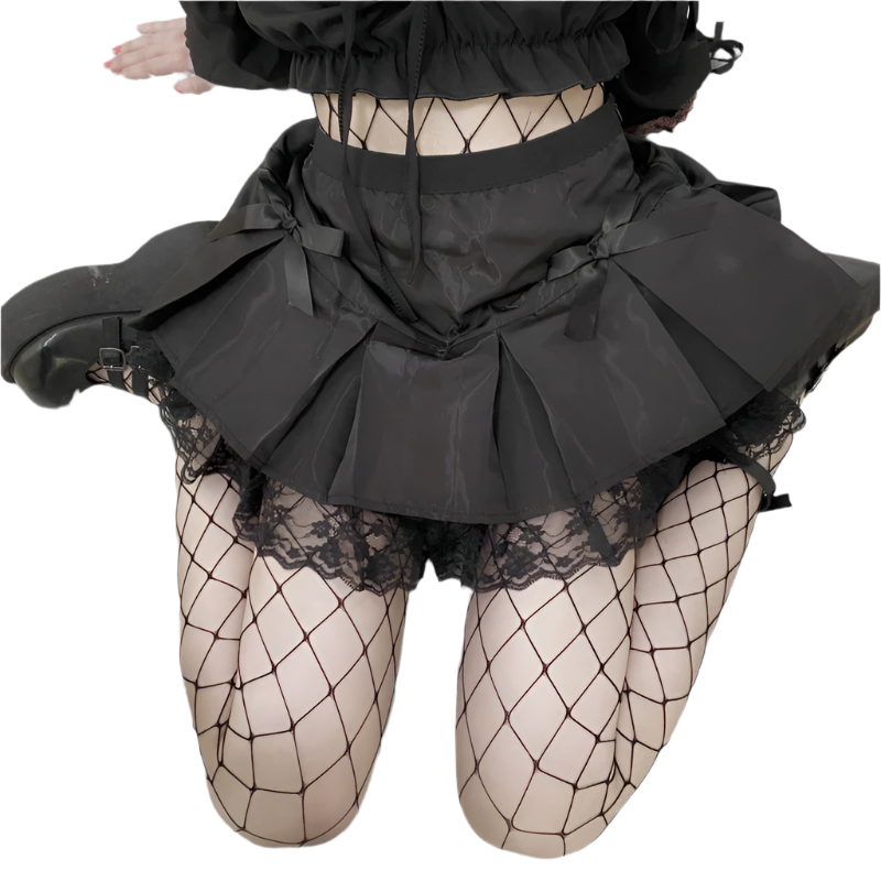 Pleated Mini Skirt with Bows