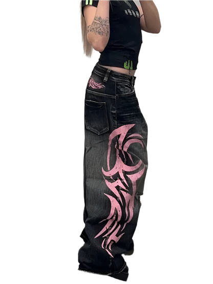 Jeanz with Pink Cybersigilism Design