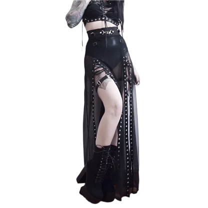 Maxi Mesh Skirt with Large Slitz