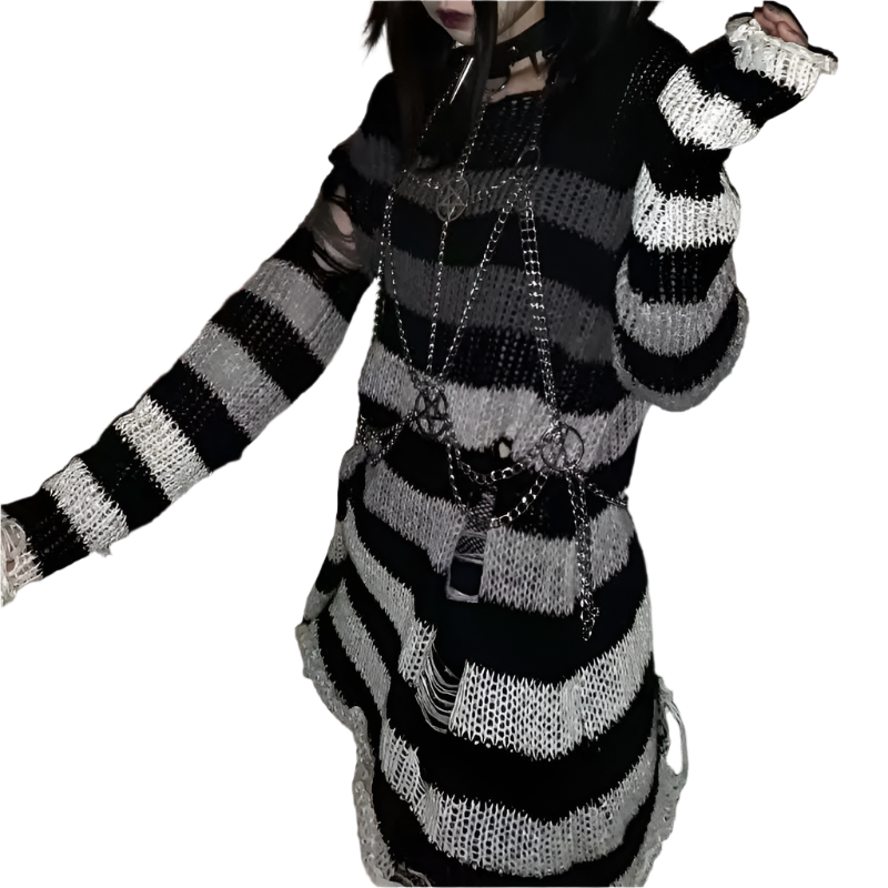 Multi Colour Long Length Distressed Jumperz