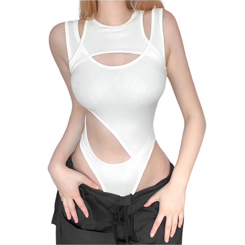 Irregular Cut Out Bodysuit