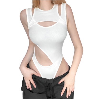 Irregular Cut Out Bodysuit