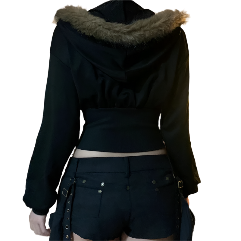 Tight Jacket with Fur Trim Hood