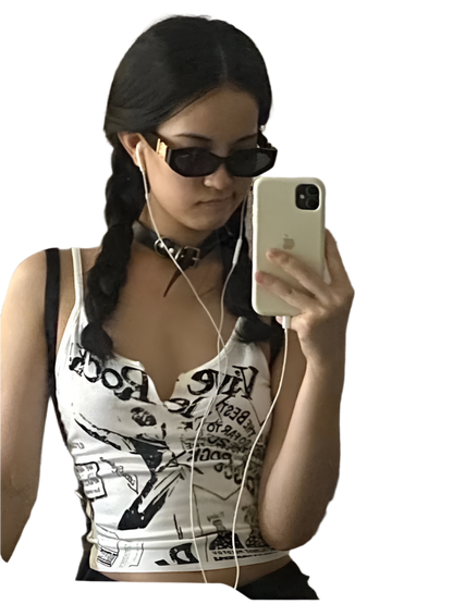 Print White Tank Top