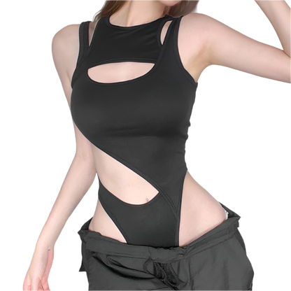 Irregular Cut Out Bodysuit