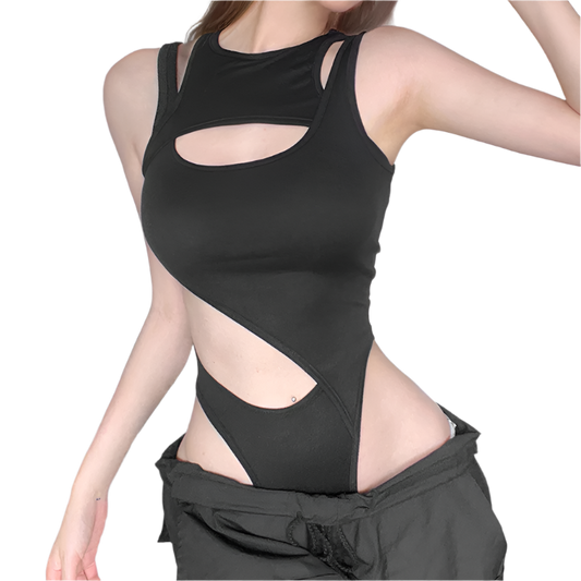 Irregular Cut Out Bodysuit