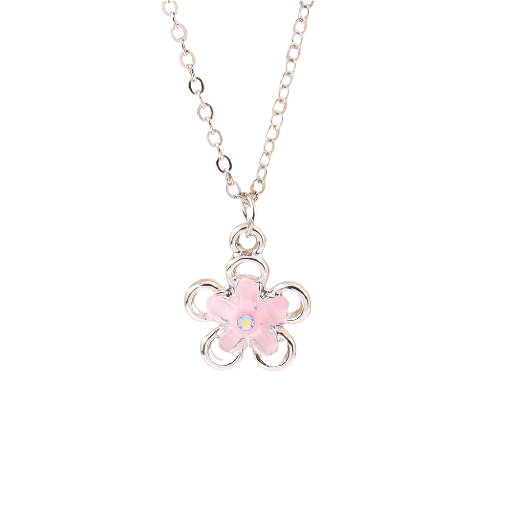 Delicate Crystal Pink Heart Necklacez