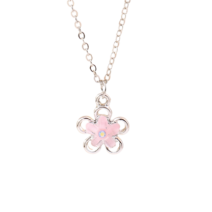 Delicate Crystal Pink Heart Necklacez