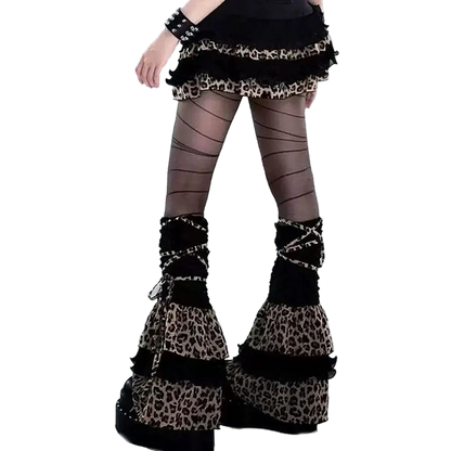 Leopard Print Lace-up Leg Warmerz