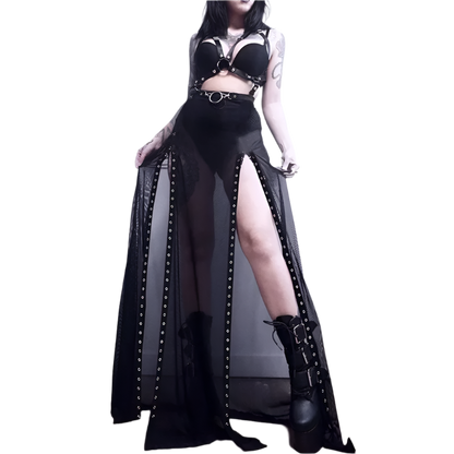 Maxi Mesh Skirt with Large Slitz