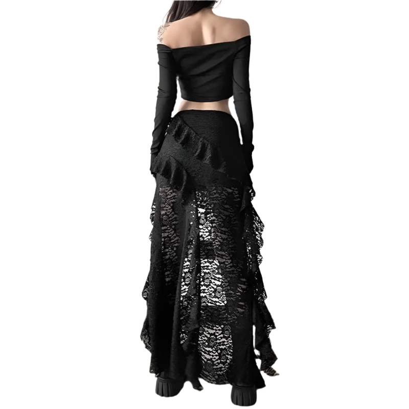 Maxi Irregular Skirt with Rufflez